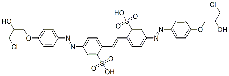 2,2'-(1,2-エテンジイル)ビス[5-[[4-(3-クロロ-2-ヒドロキシプロポキシ)フェニル]アゾ]ベンゼンスルホン酸] 化学構造式
