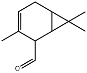 3,7,7-trimethylbicyclo[4.1.0]hept-3-ene-2-carbaldehyde Struktur