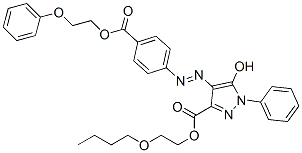 5-Hydroxy-4-[4-(2-phenoxyethoxycarbonyl)phenylazo]-1-phenyl-1H-pyrazole-3-carboxylic acid 2-butyloxyethyl ester Structure
