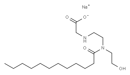 sodium N-[2-[(2-hydroxyethyl)(1-oxododecyl)amino]ethyl]glycinate Struktur