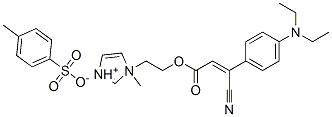 1-[2-[[2-シアノ-3-[4-(ジエチルアミノ)フェニル]-1-オキソ-2-プロペニル]オキシ]エチル]-1-メチル-1H-イミダゾール-1-イウム・4-メチルベンゼンスルホナート 化学構造式
