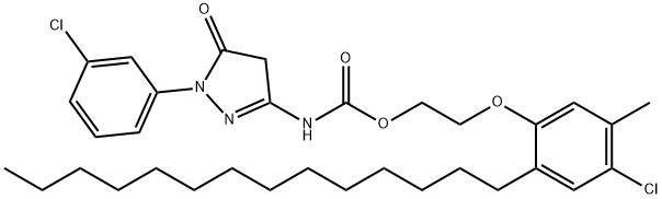 2-(4-chloro-5-methyl-2-tetradecylphenoxy)ethyl [1-(3-chlorophenyl)-4,5-dihydro-5-oxo-1H-pyrazol-3-yl]carbamate Struktur
