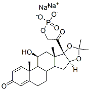 Pregna-1,4-diene-3,20-dione, 11-hydroxy-16,17-[(1-methylethylidene)bis(oxy)]-21-(phosphonooxy)-, disodium salt, (11beta,16alpha)- 结构式