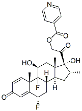 6α,9-ジフルオロ-11β,17-ジヒドロキシ-16α-メチル-21-[(4-ピリジルカルボニル)オキシ]プレグナ-1,4-ジエン-3,20-ジオン 化学構造式