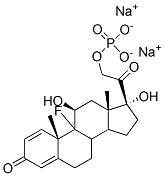 Pregna-1,4-diene-3,20-dione, 9-fluoro-11,17-dihydroxy-21-(phosphonooxy)-, disodium salt, (11beta)- Structure
