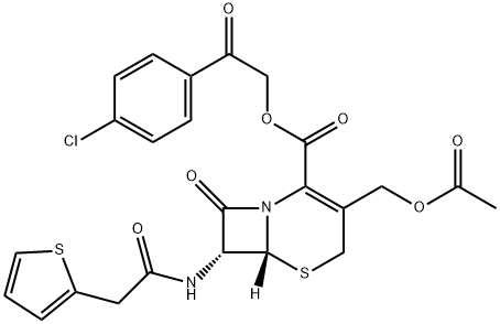 (6R,7R)-3-[(アセチルオキシ)メチル]-8-オキソ-7α-[(2-チエニルアセチル)アミノ]-5-チア-1-アザビシクロ[4.2.0]オクタ-2-エン-2-カルボン酸2-(4-クロロフェニル)-2-オキソエチル 化学構造式