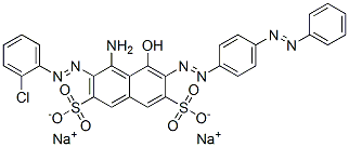 4-amino-3-[(2-chlorophenyl)azo]-5-hydroxy-6-[[4-(phenylazo)phenyl]azo]naphthalene-2,7-disulphonic acid, sodium salt Struktur