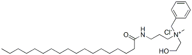 N-(2-ヒドロキシエチル)-N-メチル-N-[3-[(1-オキソオクタデシル)アミノ]プロピル]ベンゼンメタンアミニウム・クロリド 化学構造式