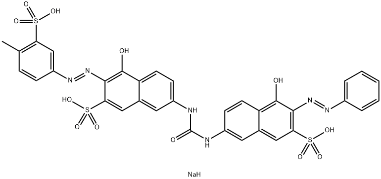 4-hydroxy-7-[[[[5-hydroxy-6-[(4-methyl-3-sulphophenyl)azo]-7-sulpho-2-naphthyl]amino]carbonyl]amino]-3-(phenylazo)naphthalene-2-sulphonic acid, sodium salt 结构式