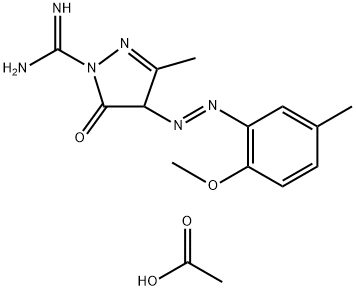 4,5-ジヒドロ-4-[(2-メトキシ-5-メチルフェニル)アゾ]-3-メチル-5-オキソ-1H-ピラゾール-1-カルボイミドアミド・酢酸 化学構造式