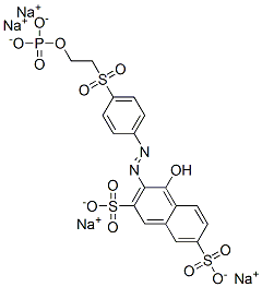 4-hydroxy-3-[[4-[[2-(phosphonooxy)ethyl]sulphonyl]phenyl]azo]naphthalene-2,7-disulphonic acid, sodium salt 结构式