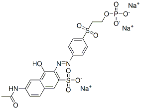 6-acetamido-4-hydroxy-3-[[4-[[2-(phosphonooxy)ethyl]sulphonyl]phenyl]azo]naphthalene-2-sulphonic acid, sodium salt 结构式