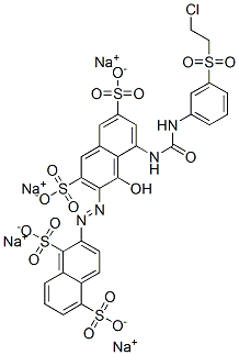 tetrasodium 2-[[8-[[[[3-[(2-chloroethyl)sulphonyl]phenyl]amino]carbonyl]amino]-1-hydroxy-3,6-disulphonato-2-naphthyl]azo]naphthalene-1,5-disulphonate 结构式