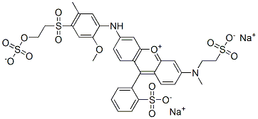 dihydrogen -3-[2-methoxy-5-methyl-4-[[2-(sulphonatooxy)ethyl]sulphonyl]anilino]-6-[methyl(2-sulphonatoethyl)amino]-9-(2-sulphonatophenyl)xanthylium , sodium salt 结构式
