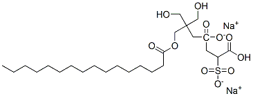 disodium 4-[2,2-bis(hydroxymethyl)-3-[(1-oxohexadecyl)oxy]propyl] 2-sulphonatosuccinate 结构式