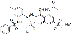 5-(アセチルアミノ)-4-ヒドロキシ-3-[[4-メチル-2-[(フェニルスルホニル)アミノ]フェニル]アゾ]-2,7-ナフタレンジスルホン酸ジナトリウム 化学構造式