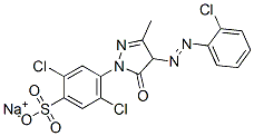 2,5-ジクロロ-4-[4-[(2-クロロフェニル)アゾ]-4,5-ジヒドロ-3-メチル-5-オキソ-1H-ピラゾール-1-イル]-ベンゼンスルホン酸ナトリウム 化学構造式