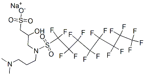 sodium 3-[[3-(dimethylamino)propyl][(heptadecafluorooctyl)sulphonyl]amino]-2-hydroxypropanesulphonate Struktur