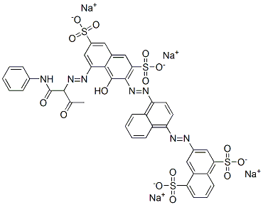 tetrasodium 3-[[4-[[8-[[1-[(anilino)carbonyl]-2-oxopropyl]azo]-1-hydroxy-3,6-disulphonato-2-naphthyl]azo]naphthyl]azo]naphthalene-1,5-disulphonate Struktur