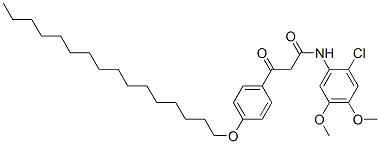 N-(2-クロロ-4,5-ジメトキシフェニル)-4-(ヘキサデシルオキシ)-β-オキソベンゼンプロパンアミド 化学構造式