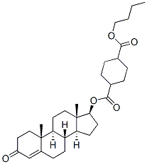 1,4-シクロヘキサンジカルボン酸1-ブチル4-(3-オキソアンドロスタ-4-エン-17β-イル) 化学構造式