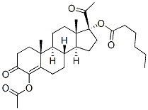 3,20-ジオキソプレグナ-4-エン-4,17-ジイル4-アセタート17-ヘキサノアート 化学構造式
