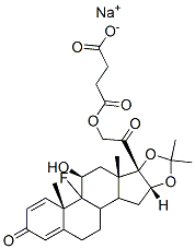 Pregna-1,4-diene-3,20-dione, 21-(3-carboxy-1-oxopropoxy)-9-fluoro-11-hydroxy-16,17-[(1-methylethylidene)bis(oxy)]-, monosodium salt, (11beta,16beta)-  Struktur