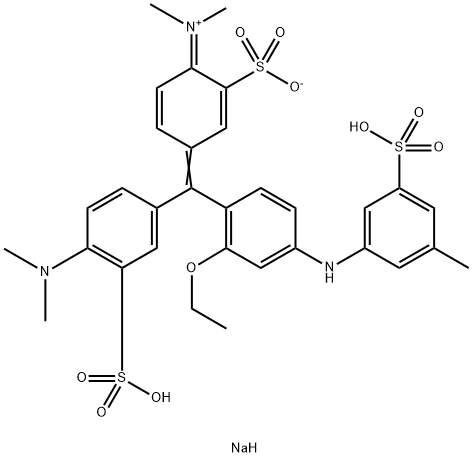 dihydrogen [4-[[4-(dimethylamino)-3-sulphonatophenyl][2-ethoxy-4-(2-sulphonato-p-toluidino)phenyl]methylene]-2-sulphonatocyclohexa-2,5-dien-1-ylidene]dimethylammonium, disodium salt 结构式