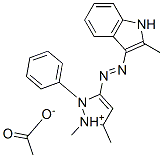 1,5-dimethyl-3-[(2-methyl-1H-indol-3-yl)azo]-2-phenyl-1H-pyrazolium acetate 结构式