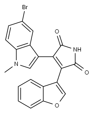 3-(5-ブロモ-1-メチル-1H-インドール-3-イル)-4-(ベンゾフラン-3-イル)ピロール-2,5-ジオン 化学構造式