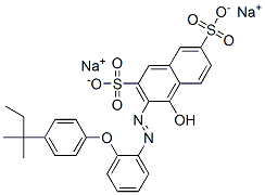 3-[[2-(4-tert-ペンチルフェノキシ)フェニル]アゾ]-4-ヒドロキシ-2,7-ナフタレンジスルホン酸ジナトリウム 化学構造式