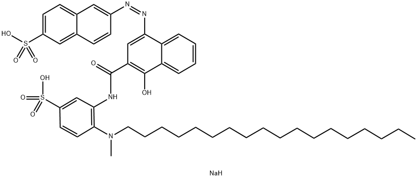 disodium 6-[[4-hydroxy-3-[[[2-(methyloctadecylamino)-5-sulphonatophenyl]amino]carbonyl]-1-naphthyl]azo]naphthalene-2-sulphonate 结构式