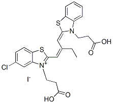 3-(2-carboxyethyl)-2-[2-[[3-(2-carboxyethyl)-3H-benzothiazol-2-ylidene]methyl]but-1-enyl]-5-chlorobenzothiazolium iodide 结构式