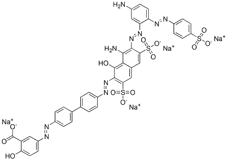 tetrasodium 5-[[4'-[[8-amino-7-[[5-amino-2-[(4-sulphonatophenyl)azo]phenyl]azo]-1-hydroxy-3,6-disulphonato-2-naphthyl]azo][1,1'-biphenyl]-4-yl]azo]salicylate 结构式