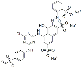 5-[[4-chloro-6-[[4-(vinylsulphonyl)phenyl]amino]-1,3,5-triazin-2-yl]amino]-4-hydroxy-3-[(2-sulphophenyl)azo]naphthalene-2,7-disulphonic acid, sodium salt 结构式