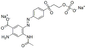 4-acetamido-5-[[4-[[2-(sulphooxy)ethyl]sulphonyl]phenyl]azo]anthranilic acid, sodium salt Struktur