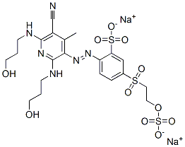 2-[[5-cyano-2,6-bis[(3-hydroxypropyl)amino]-4-methyl-3-pyridyl]azo]-5-[[2-(sulphooxy)ethyl]sulphonyl]benzenesulphonic acid, sodium salt 结构式