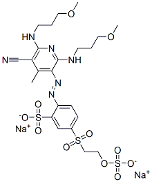 2-[[5-cyano-2,6-bis[(3-methoxypropyl)amino]-4-methyl-3-pyridyl]azo]-5-[[2-(sulphooxy)ethyl]sulphonyl]benzenesulphonic acid, sodium salt 结构式