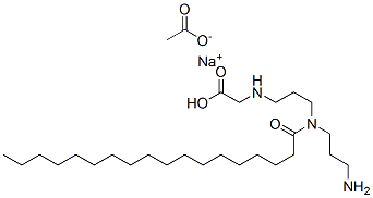 N-[3-[(3-aminopropyl)(1-oxooctadecyl)amino]propyl]aminoacetate sodium monoacetate Struktur