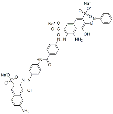 trisodium 4-amino-3-[[4-[[[4-[(7-amino-1-hydroxy-3-sulphonato-2-naphthyl)azo]phenyl]amino]carbonyl]phenyl]azo]-5-hydroxy-6-(phenylazo)naphthalene-2,7-disulphonate,94159-60-1,结构式