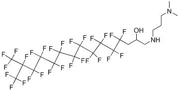 1-[3-(ジメチルアミノ)プロピルアミノ]-4,4,5,5,6,6,7,7,8,8,9,9,10,10,11,11,12,12,13,13,14,15,15,15-テトラコサフルオロ-14-トリフルオロメチル-2-ペンタデカノール 化学構造式