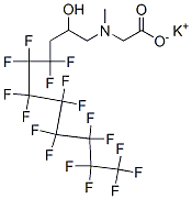 N-(4,4,5,5,6,6,7,7,8,8,9,9,10,10,11,11,11-ヘプタデカフルオロ-2-ヒドロキシウンデシル)-N-メチルグリシンカリウム 化学構造式