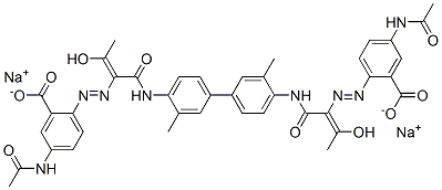 disodium 2,2'-[(3,3'-dimethyl[1,1'-biphenyl]-4,4'-diyl)bis[imino[1-(1-hydroxyethylidene)-2-oxoethylene]azo]]bis[5-acetamidobenzoate] 结构式