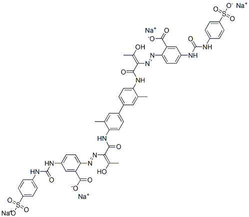 tetrasodium 2,2'-[(3,3'-dimethyl[1,1'-biphenyl]-4,4'-diyl)bis[imino[1-(1-hydroxyethylidene)-2-oxo-2,1-ethanediyl]azo]]bis[5-[[[(4-sulphonatophenyl)amino]carbonyl]amino]benzoate] 结构式