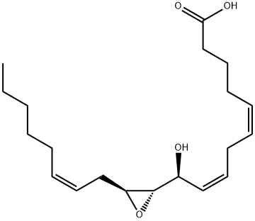 (5Z,8Z,14Z)-10-ヒドロキシ-11,12-エポキシ-5,8,14-イコサトリエン酸 化学構造式