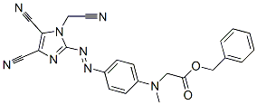 N-[4-[[4,5-ジシアノ-1-(シアノメチル)-1H-イミダゾール-2-イル]アゾ]フェニル]-N-メチルグリシンフェニルメチル 化学構造式
