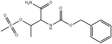 N-[1-(アミノカルボニル)-2-[(メチルスルホニル)オキシ]プロピル]カルバミン酸フェニルメチル 化学構造式
