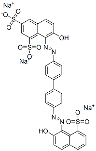 7-hydroxy-8-[[4'-[(2-hydroxy-8-sulpho-1-naphthyl)azo][1,1'-biphenyl]-4-yl]azo]naphthalene-1,3-disulphonic acid, sodium salt Structure