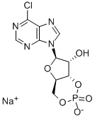 6-クロロ-9-[3-O,5-O-(ソジオホスフィニコ)-β-D-リボフラノシル]-9H-プリン 化学構造式
