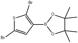 2-(2,5-ジブロモチオフェン-3-イル)-4,4,5,5-テトラメチル-1,3,2-ジオキサボロラン 化学構造式